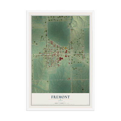 Map of Fremont, Iowa, 12 x 18 inch print in a white wood frame