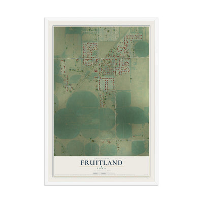 Map of Fruitland, Iowa, 12 x 18 inch print in a white wood frame