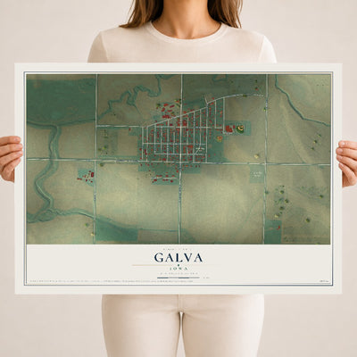 Map of Galva, Iowa, 18 x 24 inch unframed archival matte print