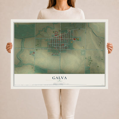 Map of Galva, Iowa, 24 x 36 inch unframed archival matte print
