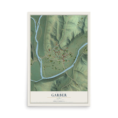 Map of Garber, Iowa, 12 x 18 inch unframed archival matte print