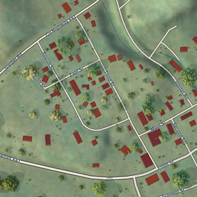 Close-up of the map of Garber, Iowa print showing street and building detail