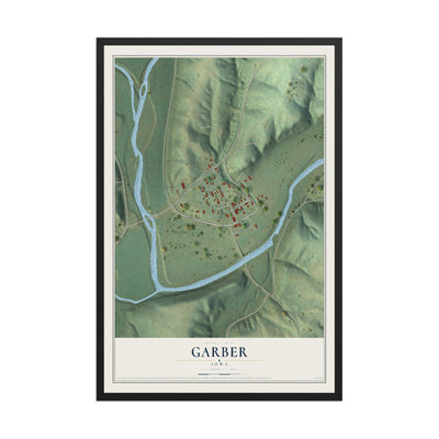 Map of Garber, Iowa, 12 x 18 inch print in a black wood frame