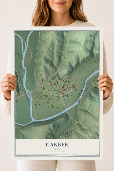Map of Garber, Iowa, 18 x 24 inch unframed archival matte print