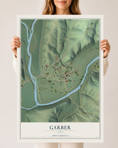 Map of Garber, Iowa, 24 x 36 inch unframed archival matte print