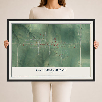 Map of Garden Grove, Iowa, 24 x 36 inch print in a black wood frame