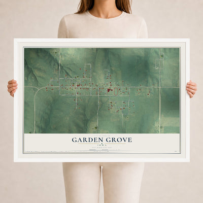 Map of Garden Grove, Iowa, 24 x 36 inch print in a white wood frame