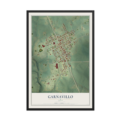 Map of Garnavillo, Iowa, 12 x 18 inch print in a black wood frame