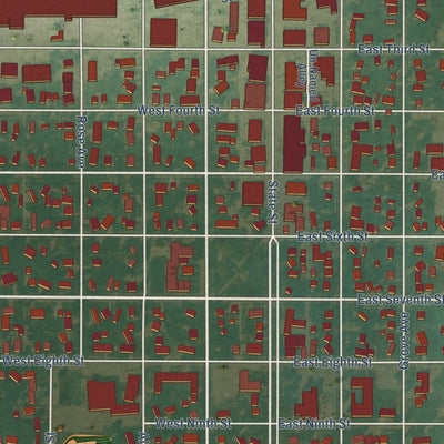 Close-up of the map of Garner, Iowa print showing street and building detail