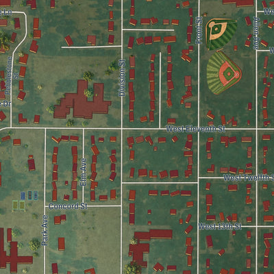 Second close-up of the map of Garner, Iowa print showing more streets and buildings