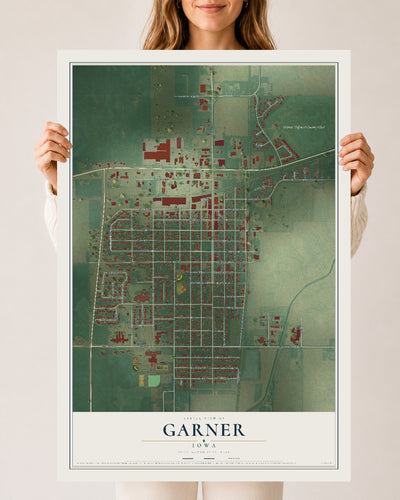 Map of Garner, Iowa, 24 x 36 inch unframed archival matte print