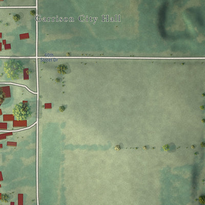 Second close-up of the map of Garrison, Iowa print showing more streets and buildings