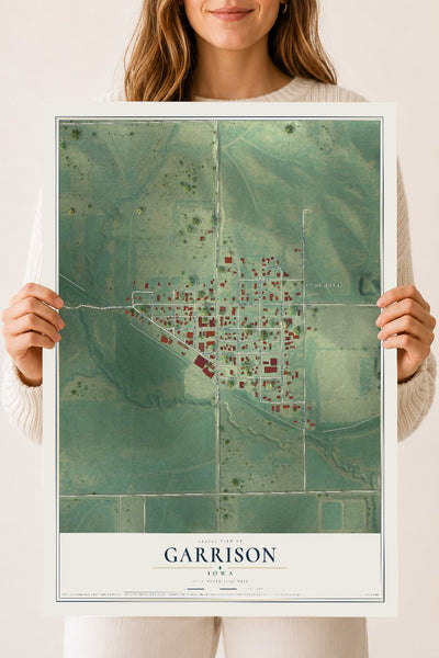Map of Garrison, Iowa, 18 x 24 inch unframed archival matte print
