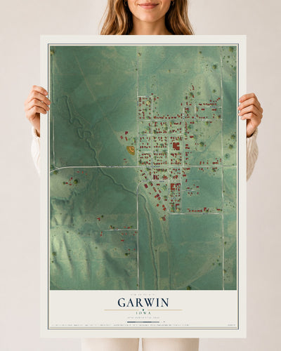 Map of Garwin, Iowa, 24 x 36 inch unframed archival matte print