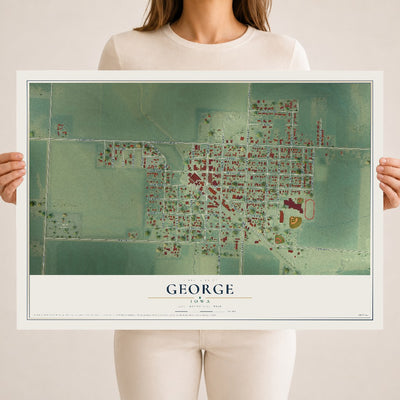 Map of George, Iowa, 18 x 24 inch unframed archival matte print