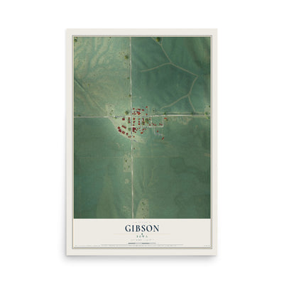 Map of Gibson, Iowa, 12 x 18 inch unframed archival matte print