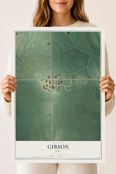 Map of Gibson, Iowa, 18 x 24 inch unframed archival matte print