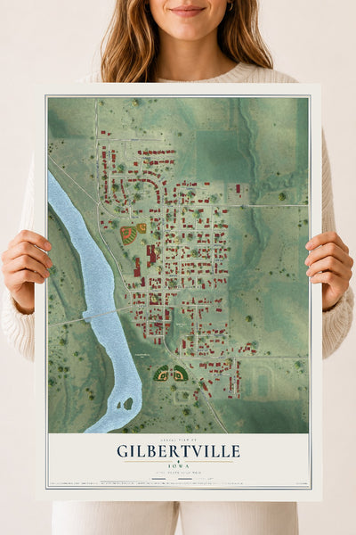 Map of Gilbertville, Iowa, 18 x 24 inch unframed archival matte print
