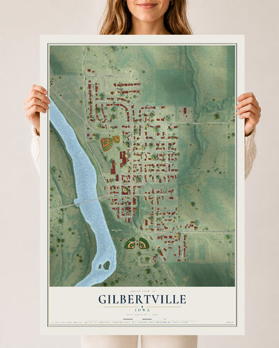 Map of Gilbertville, Iowa, 24 x 36 inch unframed archival matte print