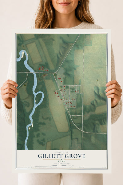 Map of Gillett Grove, Iowa, 18 x 24 inch unframed archival matte print