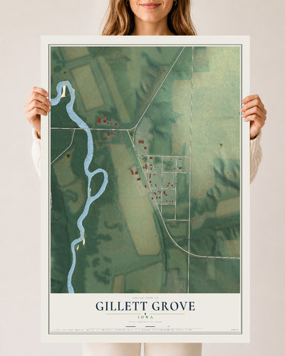 Map of Gillett Grove, Iowa, 24 x 36 inch unframed archival matte print