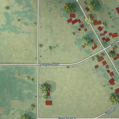 Second close-up of the map of Gilman, Iowa print showing more streets and buildings