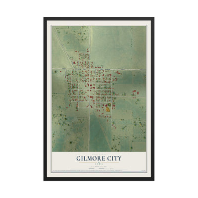Map of Gilmore City, Iowa, 12 x 18 inch print in a black wood frame
