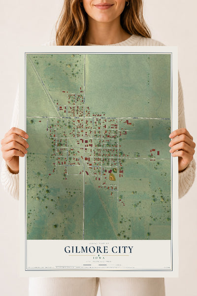Map of Gilmore City, Iowa, 18 x 24 inch unframed archival matte print