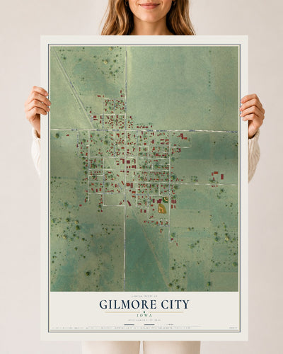 Map of Gilmore City, Iowa, 24 x 36 inch unframed archival matte print