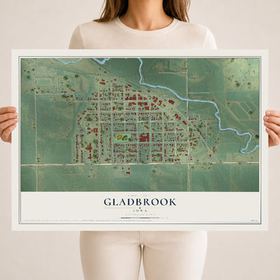 Map of Gladbrook, Iowa, 18 x 24 inch unframed archival matte print