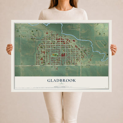 Map of Gladbrook, Iowa, 24 x 36 inch unframed archival matte print