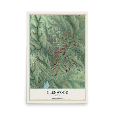 Map of Glenwood, Iowa, 12 x 18 inch unframed archival matte print
