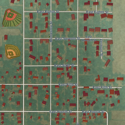 Second close-up of the map of Glidden, Iowa print showing more streets and buildings