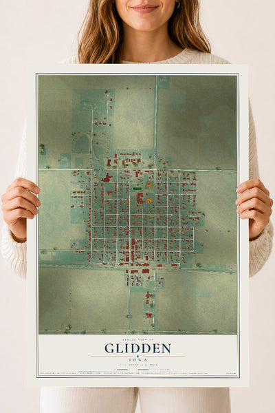Map of Glidden, Iowa, 18 x 24 inch unframed archival matte print