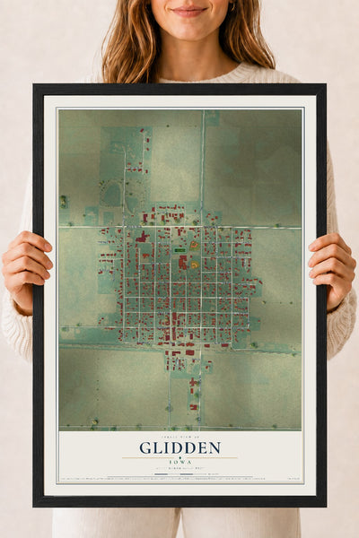 Map of Glidden, Iowa, 18 x 24 inch print in a black wood frame