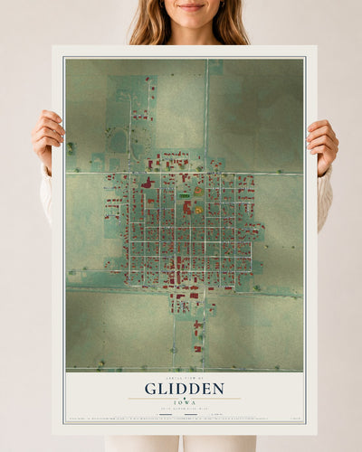 Map of Glidden, Iowa, 24 x 36 inch unframed archival matte print
