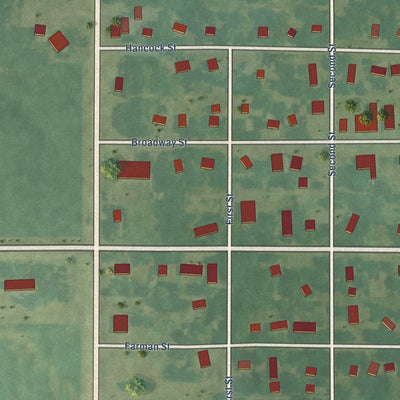 Close-up of the map of Goodell, Iowa print showing street and building detail