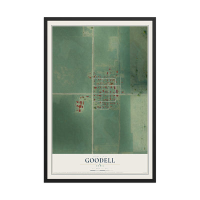 Map of Goodell, Iowa, 12 x 18 inch print in a black wood frame