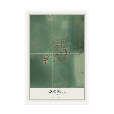 Map of Goodell, Iowa, 12 x 18 inch print in a white wood frame