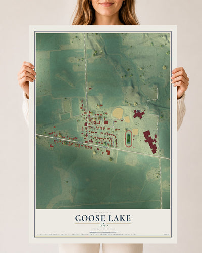 Map of Goose Lake, Iowa, 24 x 36 inch unframed archival matte print
