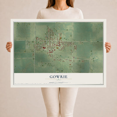 Map of Gowrie, Iowa, 24 x 36 inch unframed archival matte print