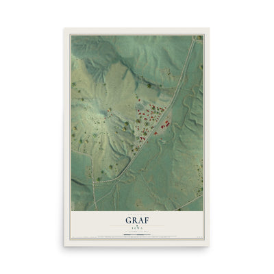 Map of Graf, Iowa, 12 x 18 inch unframed archival matte print