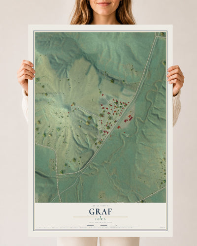 Map of Graf, Iowa, 24 x 36 inch unframed archival matte print