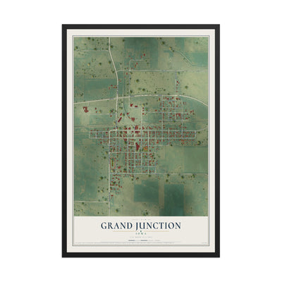 Map of Grand Junction, Iowa, 12 x 18 inch print in a black wood frame