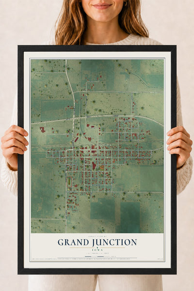 Map of Grand Junction, Iowa, 18 x 24 inch print in a black wood frame