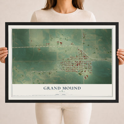 Map of Grand Mound, Iowa, 18 x 24 inch print in a black wood frame