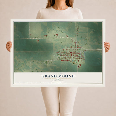 Map of Grand Mound, Iowa, 24 x 36 inch unframed archival matte print