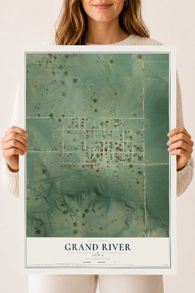 Map of Grand River, Iowa, 18 x 24 inch unframed archival matte print