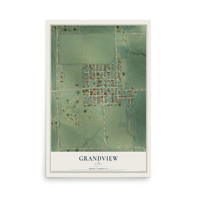 Map of Grandview, Iowa, 12 x 18 inch unframed archival matte print