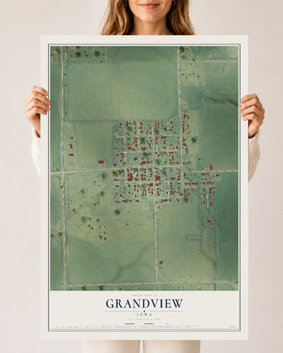 Map of Grandview, Iowa, 24 x 36 inch unframed archival matte print
